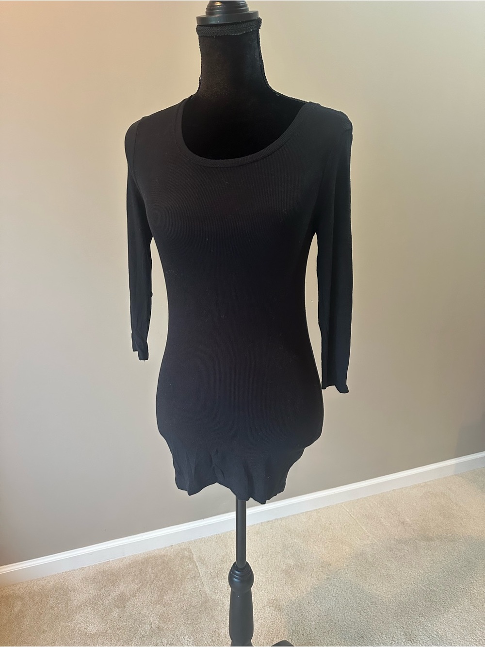 ATM Anthony Thomas Melillo Black Ribbed Long Sleeve Tunic Size XS